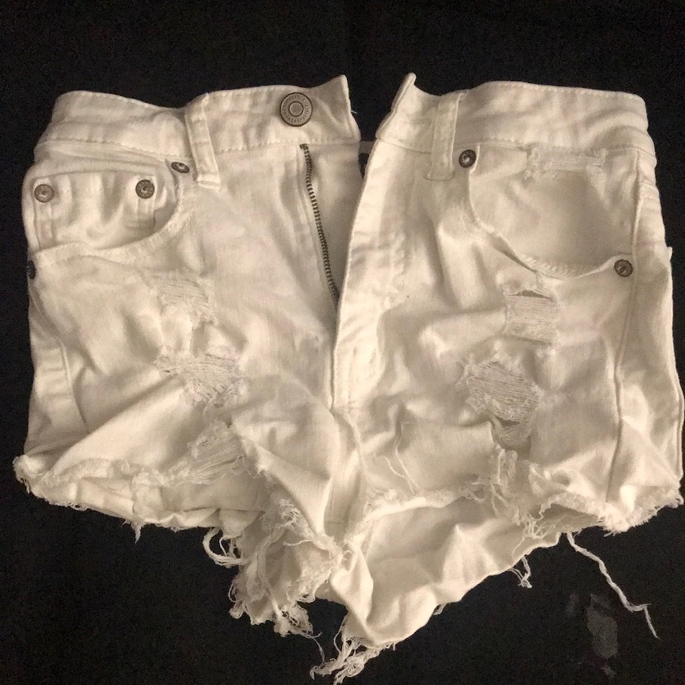 White ripped Jean shorts